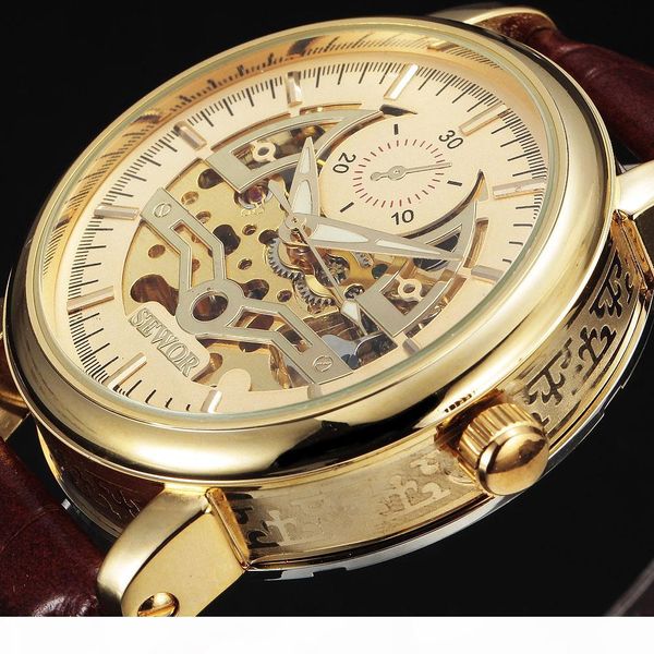 gold skeleton watch men business automatic mechanical wristwatch leather band mens watches gift, Slivery;brown
gold skeleton watch men business automatic mechanical wristwatch leather band mens watches gift, Slivery;brown