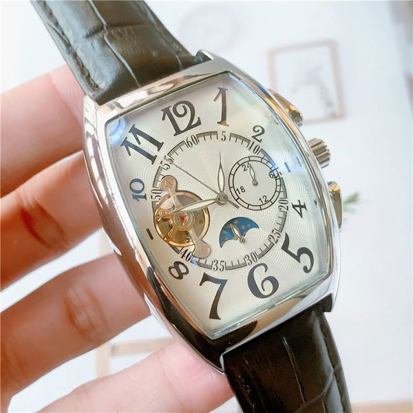 men watch automatic mechanical movement watches full function dial leather strap boutique fashion watch birthday gift watches, Slivery;brown
men watch automatic mechanical movement watches full function dial leather strap boutique fashion watch birthday gift watches, Slivery;brown