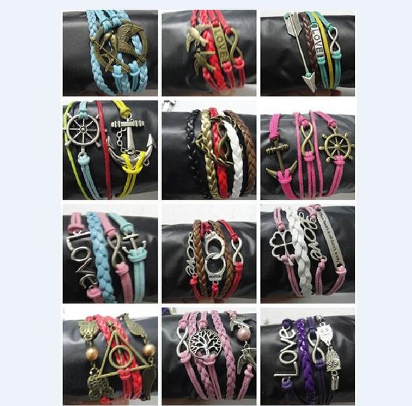 mix 50 style multiple cross ship's anchor infinity leather alloy fashion cuff bracelet charm bracelet vintage accessories lover gifts, Black
mix 50 style multiple cross ship's anchor infinity leather alloy fashion cuff bracelet charm bracelet vintage accessories lover gifts, Black