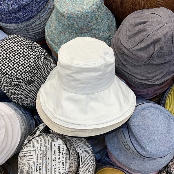 summer thin large eaves fisherman female bucket bucket hat korean style versatile plain color casual foldable sun hat, Blue;gray
summer thin large eaves fisherman female bucket bucket hat korean style versatile plain color casual foldable sun hat, Blue;gray
