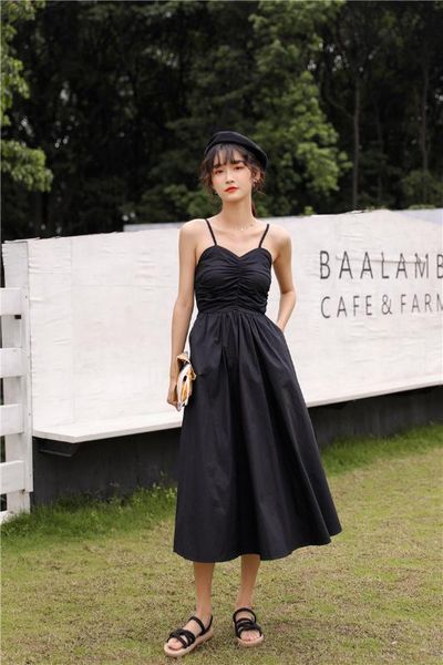 summer pleated decoration behind the hollow v-neck high waist mid-length women's sleeveless a-line dress, Black;gray
summer pleated decoration behind the hollow v-neck high waist mid-length women's sleeveless a-line dress, Black;gray