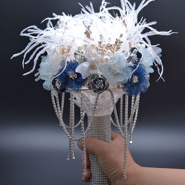 fariy feathers bridal bouqutes blue with silver crystal beaded bouquets 2020 new arrival wedding accesssories 14*28cm
fariy feathers bridal bouqutes blue with silver crystal beaded bouquets 2020 new arrival wedding accesssories 14*28cm