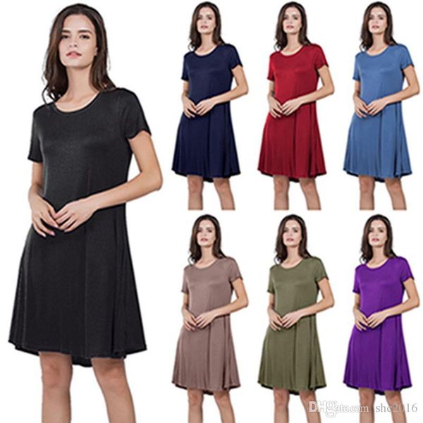 2020 women's designer dresses spring summer dress plus size women ladies short sleeve swing dress pocket solid sundress women dresses, Black;gray
2020 women's designer dresses spring summer dress plus size women ladies short sleeve swing dress pocket solid sundress women dresses, Black;gray