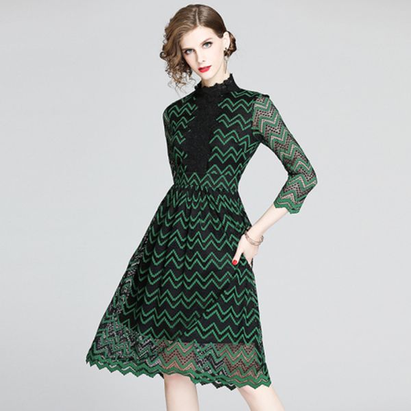 female spring lace dress work casual slim fashion stand collar lace splicing dresses women a-line vintage vestidos, Black;gray
female spring lace dress work casual slim fashion stand collar lace splicing dresses women a-line vintage vestidos, Black;gray
