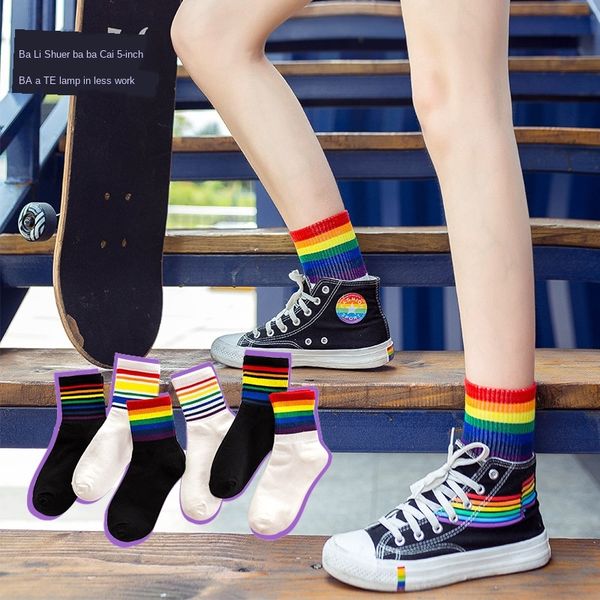 women's colorful striped rainbow mid-tube korean sports fashion medium couple socks couple ins women's socks cotton, Pink;yellow
women's colorful striped rainbow mid-tube korean sports fashion medium couple socks couple ins women's socks cotton, Pink;yellow