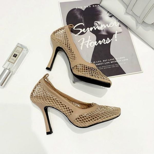 vintage square toe stretch pumps women gold chain high heels shoes women air mesh designer women's shoes, Black
vintage square toe stretch pumps women gold chain high heels shoes women air mesh designer women's shoes, Black
