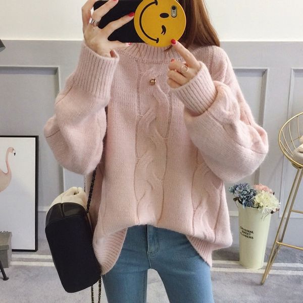 women's sweaters thick woman loose sweater solid half turtleneck female casual knitted pullovers long warm autumn winter basic top, White;black
women's sweaters thick woman loose sweater solid half turtleneck female casual knitted pullovers long warm autumn winter basic top, White;black