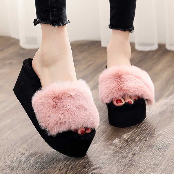 2020 new spring autumn fluffy plush platform slippers women indoor\outdoor wedges shoesthick bottom cake heel zapatos de mujer, Black
2020 new spring autumn fluffy plush platform slippers women indoor\outdoor wedges shoesthick bottom cake heel zapatos de mujer, Black