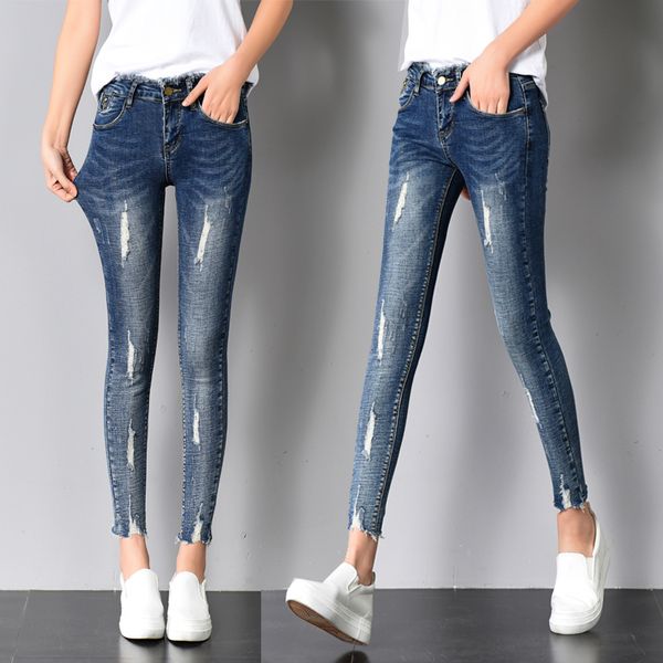 new women stretch elastic high waist femme broken torn ripped jeans skinny woman pants women's trousers wholesale, Blue
new women stretch elastic high waist femme broken torn ripped jeans skinny woman pants women's trousers wholesale, Blue