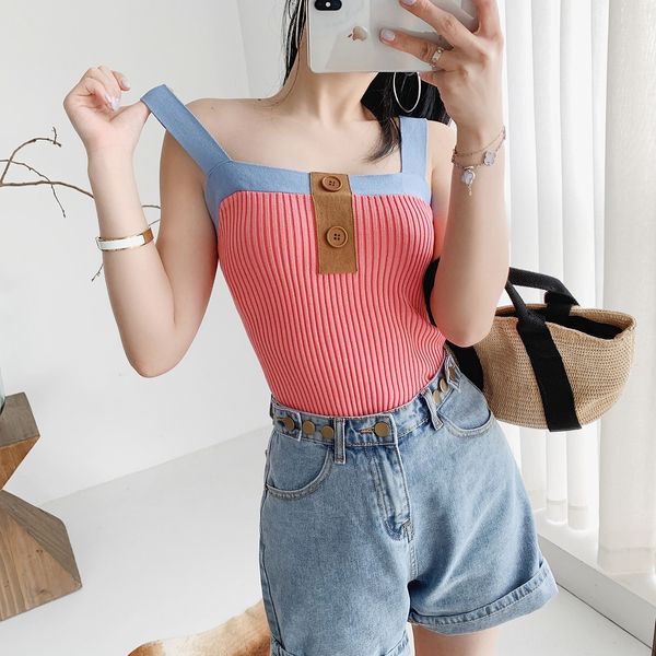 20 summer new korean color vest vest matching knitted camisole women's elegant style slim pit strip pwmt1ku019, Camo
20 summer new korean color vest vest matching knitted camisole women's elegant style slim pit strip pwmt1ku019, Camo