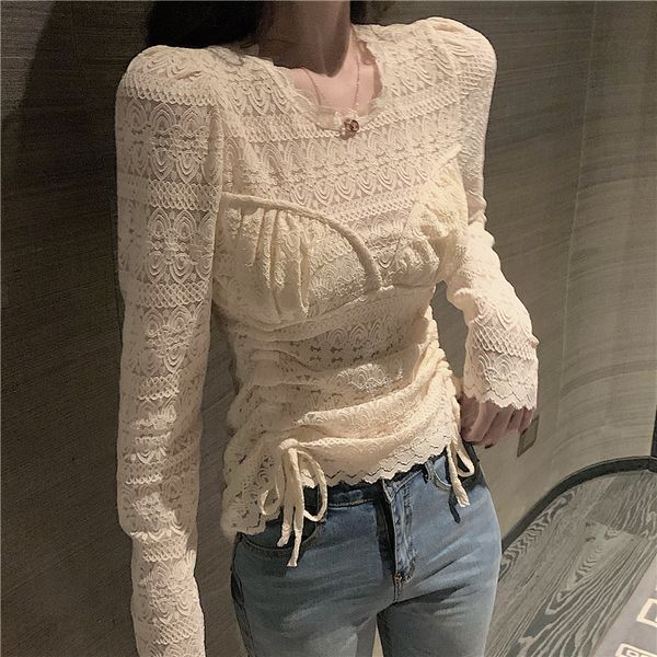 women's blouses & shirts girls lace tees female laced mesh full sleeve chic stretchy undershirts blouse for women 2021 spring, White
women's blouses & shirts girls lace tees female laced mesh full sleeve chic stretchy undershirts blouse for women 2021 spring, White