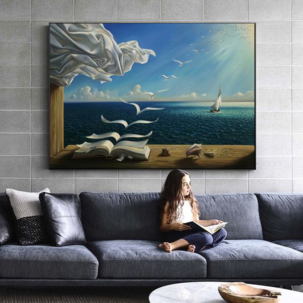the waves book sailboat by salvador dali canvas painting landscape posters and prints wall art picture for living room cuadros
the waves book sailboat by salvador dali canvas painting landscape posters and prints wall art picture for living room cuadros
