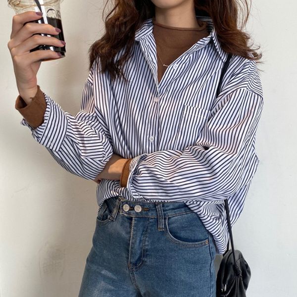 2020 spring new korean style striped women's design niche shirt all-match hong kong flavor foreign style shirt, White
2020 spring new korean style striped women's design niche shirt all-match hong kong flavor foreign style shirt, White