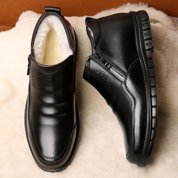 winter split leather men's white sheep fur boots british style warm casual high cotton shoes wool blend side zip shoes, Black
winter split leather men's white sheep fur boots british style warm casual high cotton shoes wool blend side zip shoes, Black