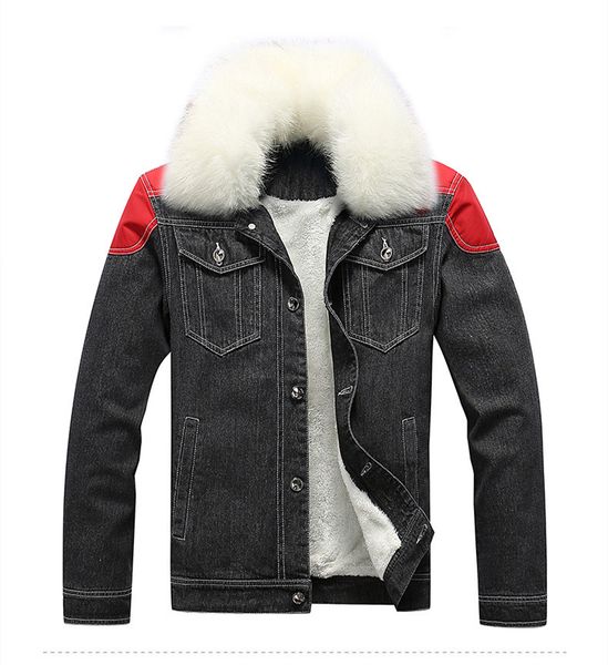 mens denim jacket fur collar contrast color add cashmere winter warm coat male casual jackets, Black;brown
mens denim jacket fur collar contrast color add cashmere winter warm coat male casual jackets, Black;brown