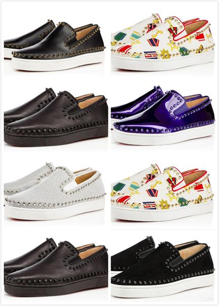 new shoes studded spikes fashion red suede leather mens sneaker womens flat bottoms shoes party lovers size, Black 
new shoes studded spikes fashion red suede leather mens sneaker womens flat bottoms shoes party lovers size, Black