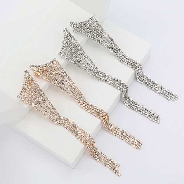 creative and personalized curtain-shaped claw chain alloy rhinestone diamond long tassel earrings female full diamond super fairy earrings, Golden
creative and personalized curtain-shaped claw chain alloy rhinestone diamond long tassel earrings female full diamond super fairy earrings, Golden
