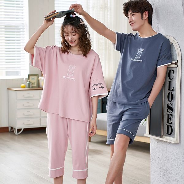 

zs1yf пара пижама женской летний хлопок с коротким рукавом костюмом брюки корейской мило брюки костюм одеждой домашней одежды мультфильм тон, Black;brown