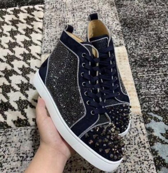 with box 2019 designer fashion veau velours rhinestone studs toe red bottom sneakers shoes men & women elegant party wedding dress leisure, Black
with box 2019 designer fashion veau velours rhinestone studs toe red bottom sneakers shoes men & women elegant party wedding dress leisure, Black