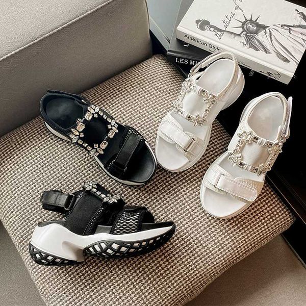 crystal thick bottom woman sandals fashion mesh breathable women causual shoes genuine leather luxury designer ladies sandals, Black
crystal thick bottom woman sandals fashion mesh breathable women causual shoes genuine leather luxury designer ladies sandals, Black