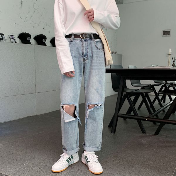 ripped straight jeans men's fashion washed retro hole jeans men streetwear wild loose hip-hop korean denim trousers mens -2xl, Blue
ripped straight jeans men's fashion washed retro hole jeans men streetwear wild loose hip-hop korean denim trousers mens -2xl, Blue