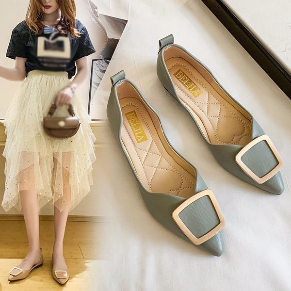 fashionable sweet flat shoes, pointed women's shoes, Black