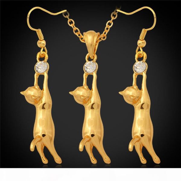 lovely 18k gold plated cute cat pendant necklace designers rhinestone fashion jewelry set gift for kid girls, Black
lovely 18k gold plated cute cat pendant necklace designers rhinestone fashion jewelry set gift for kid girls, Black