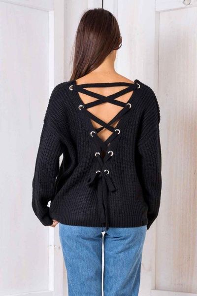 2019 new spring autumn backless lace up sweater fashion knitted sweater long sleeve pulloves mix colors, White;black
2019 new spring autumn backless lace up sweater fashion knitted sweater long sleeve pulloves mix colors, White;black