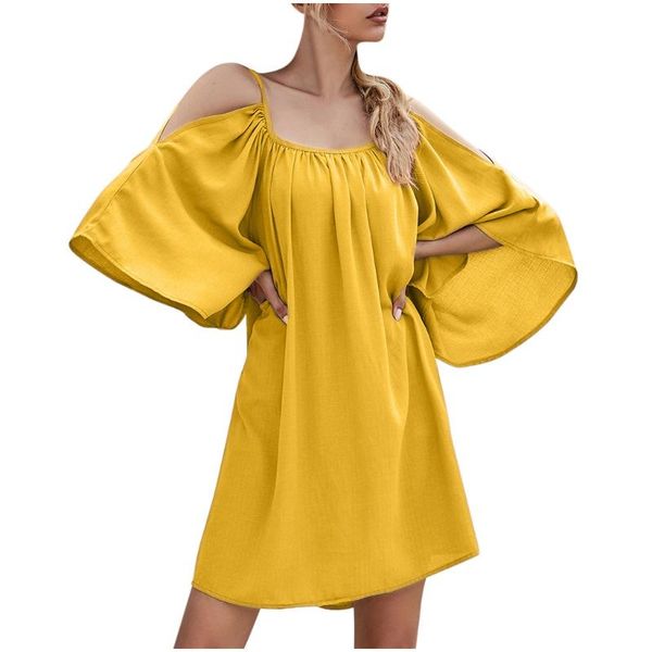 38#women's ladies loose solid o-neck dresses half sleeve backless elegant sweet mini dress character casual short dress, White;black
38#women's ladies loose solid o-neck dresses half sleeve backless elegant sweet mini dress character casual short dress, White;black
