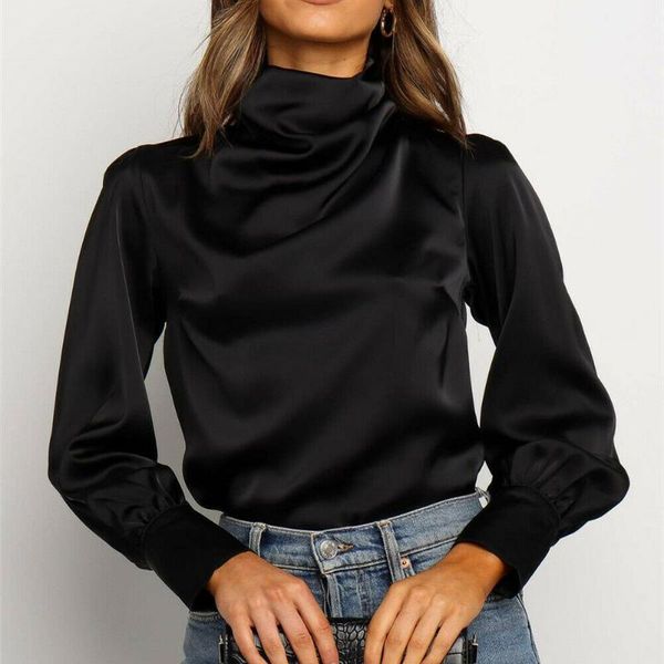 autumn silk satin black blouses women long sleeve high neck chic shirts high street solid blouse 2020 smaller size, White
autumn silk satin black blouses women long sleeve high neck chic shirts high street solid blouse 2020 smaller size, White