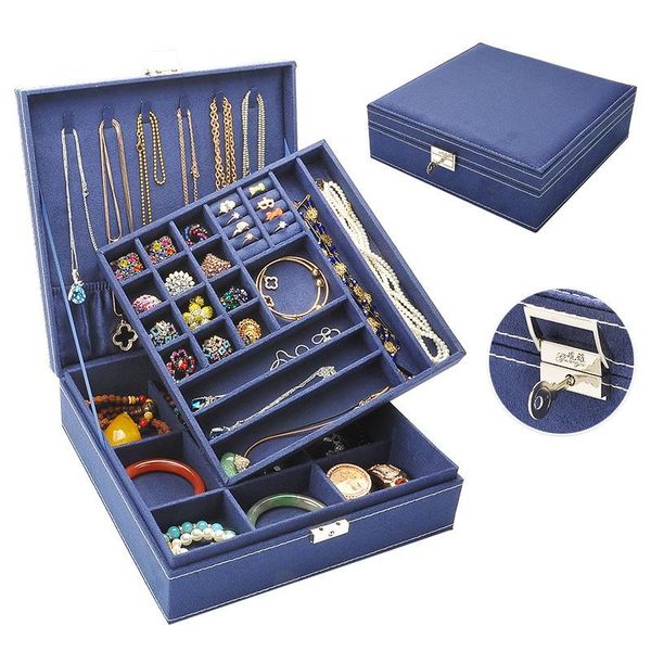 large selling fashion flannel square jewelry box simple layout 2 layers makeup organizer choker ring necklace storage box, Black;white
large selling fashion flannel square jewelry box simple layout 2 layers makeup organizer choker ring necklace storage box, Black;white