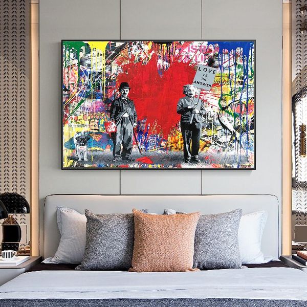 Abstract Einstein Canvas Art Posters And Prints Modern Street Art Canvas Painting Wall Art for Living Room Home Decor (No Frame)