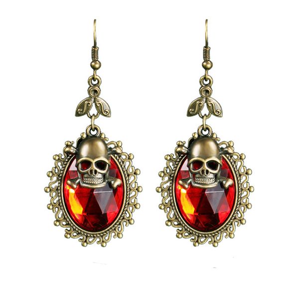 1 pair red skull head fashion jewellery long dangle earrings halloween ornaments, Golden
1 pair red skull head fashion jewellery long dangle earrings halloween ornaments, Golden