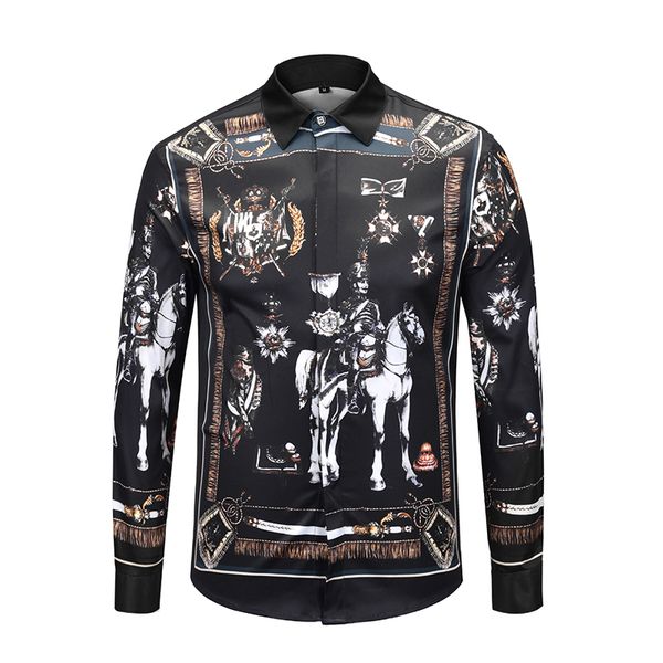 autumn winter new fashion arrival knight royal print shirt for men designer clothing cotton long sleeve, White;black
autumn winter new fashion arrival knight royal print shirt for men designer clothing cotton long sleeve, White;black