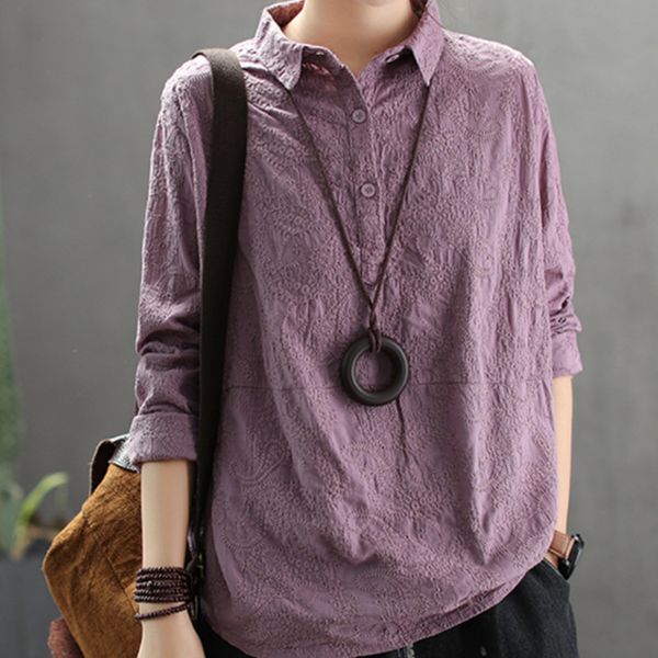 johnature 2020 new style cotton turn-down collar linen casual embroidery women blouse spring long sleeve loose women blouse, White
johnature 2020 new style cotton turn-down collar linen casual embroidery women blouse spring long sleeve loose women blouse, White