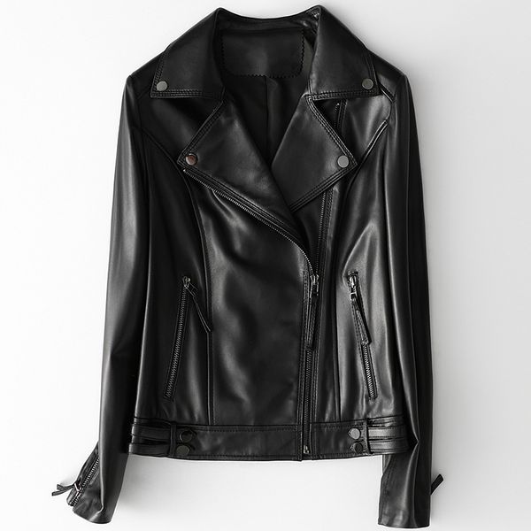 women ladies fashion 100% sheepskin jacket turn down collar geniune leather zipper short coats cuero genuino for autumn m-3xl, Black
women ladies fashion 100% sheepskin jacket turn down collar geniune leather zipper short coats cuero genuino for autumn m-3xl, Black