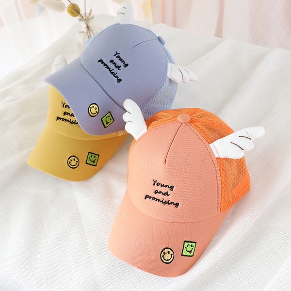 children's net cartoon smiling face baseball wings cute baby curved brim cap new sunshade sun baseball cap, Blue;gray
children's net cartoon smiling face baseball wings cute baby curved brim cap new sunshade sun baseball cap, Blue;gray