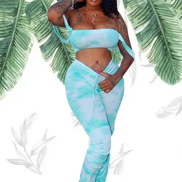 white 2 two piece set women suit club summer outfits tie dye crop and stacked pants female tracksuit matching set, Black;blue
white 2 two piece set women suit club summer outfits tie dye crop and stacked pants female tracksuit matching set, Black;blue