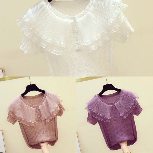 ltm8k sweet gauze butterfly collar women's 2020 summer new temperament goddess style western knitwear knitwear style all-match shirt, White;black
ltm8k sweet gauze butterfly collar women's 2020 summer new temperament goddess style western knitwear knitwear style all-match shirt, White;black