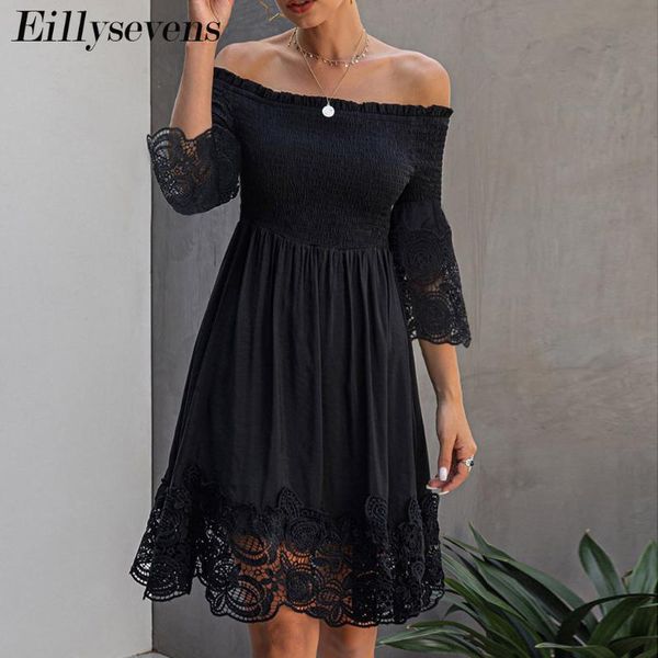 black off shoulder party dress high waist half sleeve hollow out lace dress elegant ladies solid evening beach 2020, White;black
black off shoulder party dress high waist half sleeve hollow out lace dress elegant ladies solid evening beach 2020, White;black