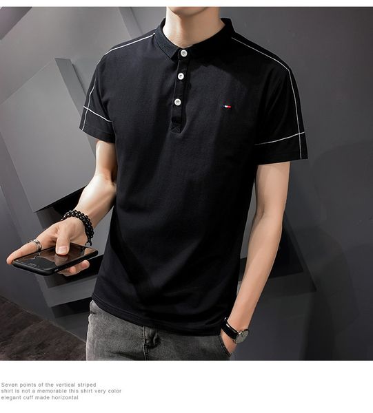 men's short-sleeved small lapel slim polo shirt summer harbor style harajuku style small fresh paul t-shirt1, White;black
men's short-sleeved small lapel slim polo shirt summer harbor style harajuku style small fresh paul t-shirt1, White;black
