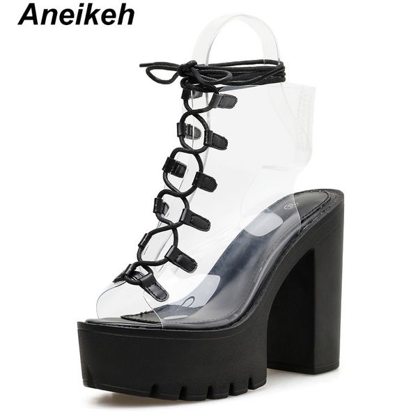 aneikeh 2019 leisure pvc sandals women shoes platform lace-up transparent square high heels peep toe summer casual black size 40 y200620
aneikeh 2019 leisure pvc sandals women shoes platform lace-up transparent square high heels peep toe summer casual black size 40 y200620