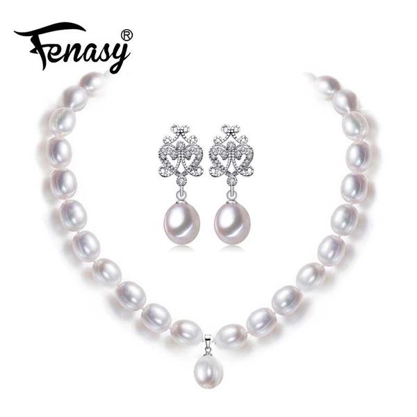 fenasy engagement pearl jewelry genuine natural freshwater pearl necklace for women with classic long earrings for love, Silver
fenasy engagement pearl jewelry genuine natural freshwater pearl necklace for women with classic long earrings for love, Silver