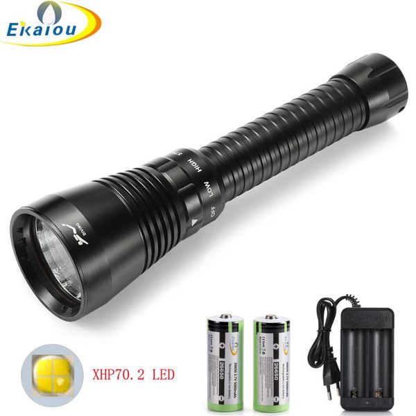 Super Bright Waterproof Xhp70.2 Scuba Diving Powerful Underwater 100m Tactical Torch White / Yellow Light Dive Lamp
