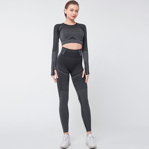 2pcs seamless yoga sets for women long sleeve crop fitness seamless legging sets workout gym clothing active gym suits, Black
2pcs seamless yoga sets for women long sleeve crop fitness seamless legging sets workout gym clothing active gym suits, Black