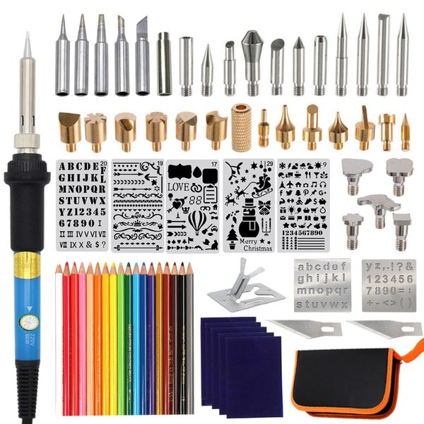 75pcs wood burning kit tool adjustable temperature 60w pyrography pen various wood embossing/carving/soldering
75pcs wood burning kit tool adjustable temperature 60w pyrography pen various wood embossing/carving/soldering