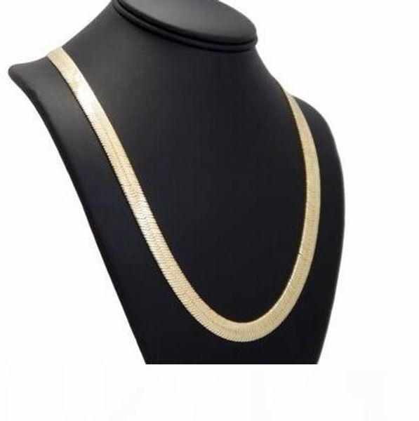 mens flat herringbone chain 14k gold plated 9mm 24" necklace, Silver