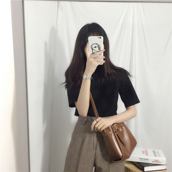 small turtleneck short-sleeved t-shirt womens 2020 new summer korean slim slimming solid color five-point half-sleeve shirt ins, White
small turtleneck short-sleeved t-shirt womens 2020 new summer korean slim slimming solid color five-point half-sleeve shirt ins, White