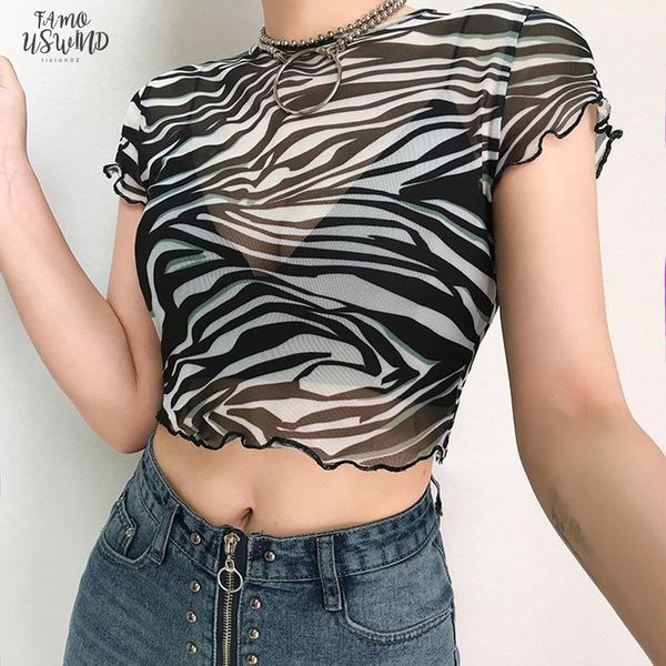 fashion summer short t shirt women short sleeved lady sheer zebra stripe print mesh crop crew neck stretchy t shirt, White
fashion summer short t shirt women short sleeved lady sheer zebra stripe print mesh crop crew neck stretchy t shirt, White