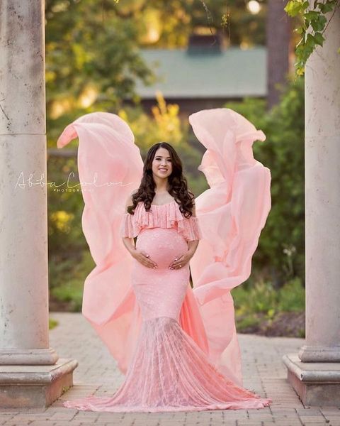 lace fancy women dress maternity pgraphy props off shoulder pregnancy dresses ruffles maternity gown clothes for p shoot, White
lace fancy women dress maternity pgraphy props off shoulder pregnancy dresses ruffles maternity gown clothes for p shoot, White